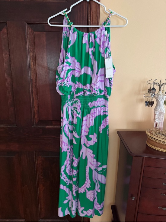 Lilly Pulitzer Dresses & Skirts - NWT Lilly Pulitzer M Gracelyn Brazilian Green Salty Lavender Halter Midi Dress